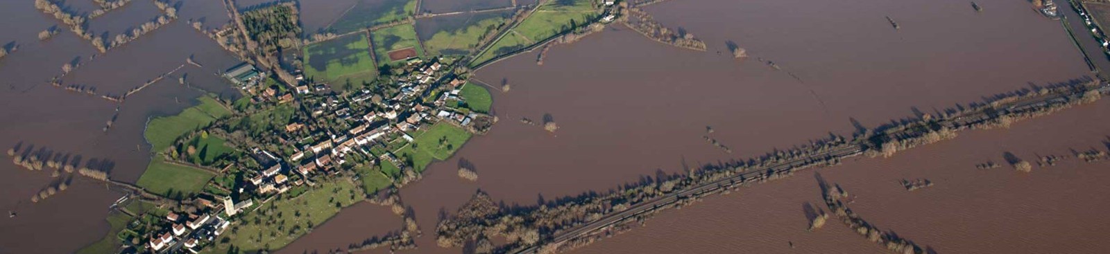 An aerial view of flooding around Muchelney, Somerset (c) Historic England, Damian Grady